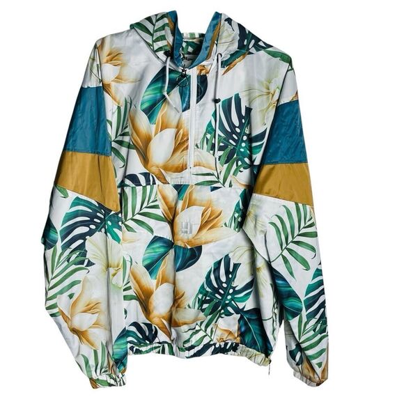 Standard Issue Hooded Windbreaker Jacket Mens M Palms 1/2 Zip Golf Pullover - Picture 1 of 12